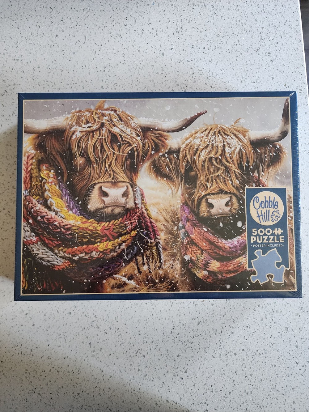 🧩 🐮 Cobble Hill – Brrr! Highland Cows 500 Piece Puzzle - Brand New & Sealed